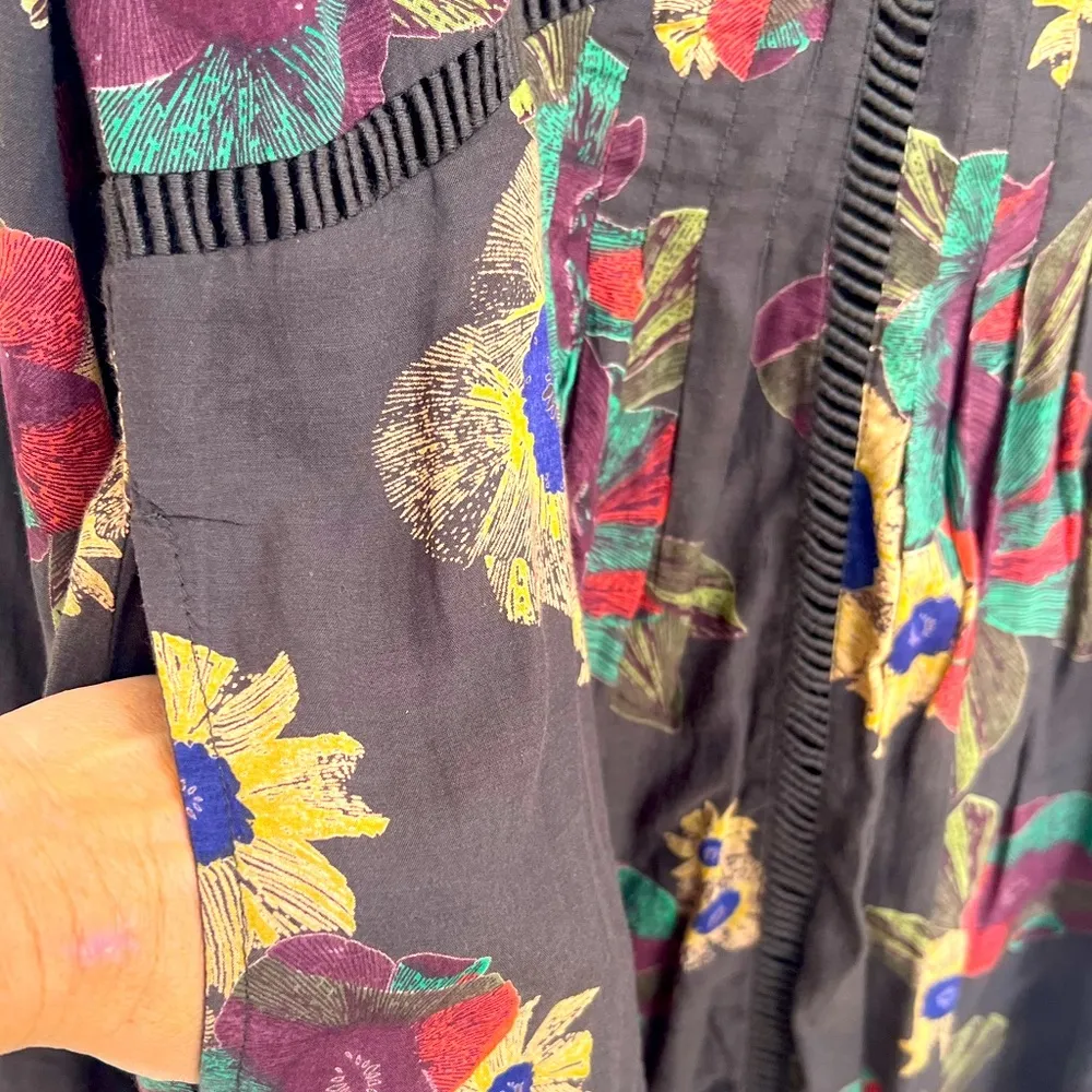 NWOT FREE PEOPLE Strawberry Fields Floral Tunic Dress Brown Long Sleeve Boho SM - Image 8