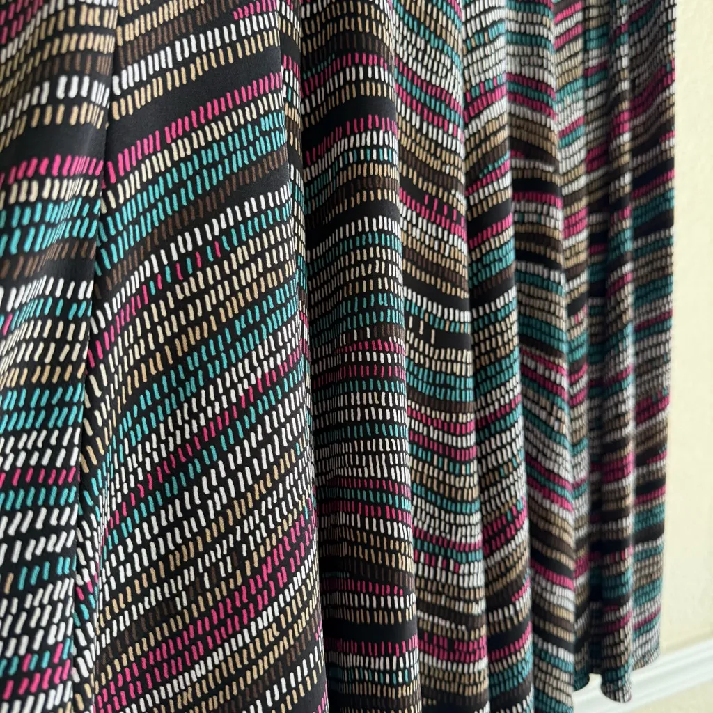 Midi Skirt Plus Size Chevron XL 16/18 Stretch Multicolor Boho Retro Casual Comfy Black - Image 5