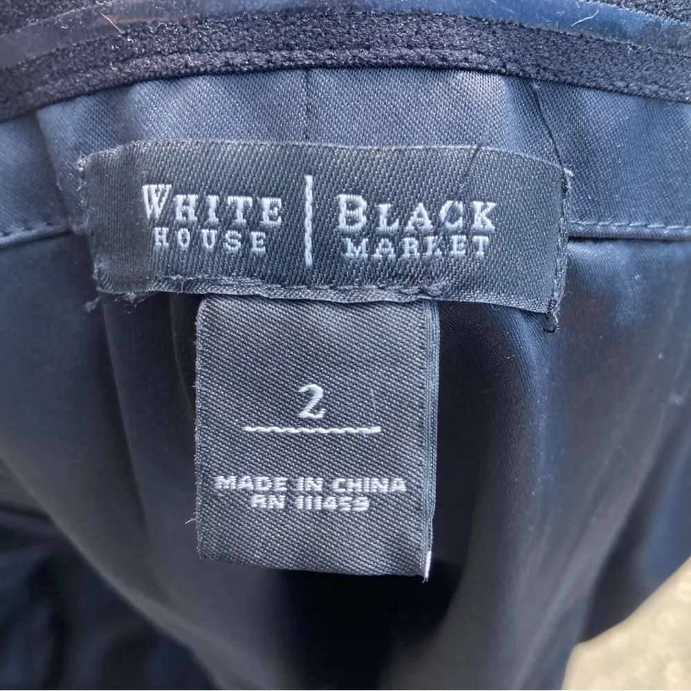 White House Black Market Dress‎ Sz 2 Black Strapless Cocktail Evening Rose - Image 5