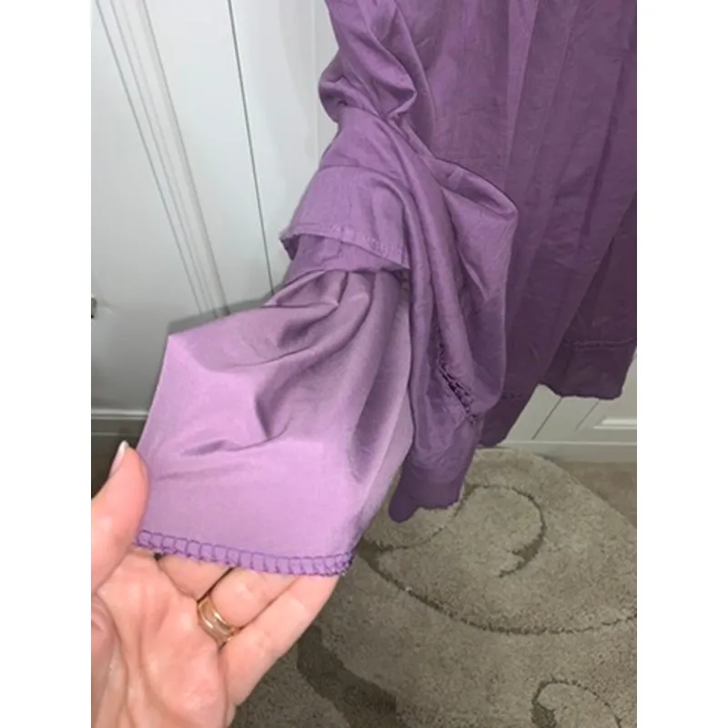 NWT Women's Purple Floral Midi Skirt Lace Trim Size‎ Large Casual Elastic Waist - Image 5