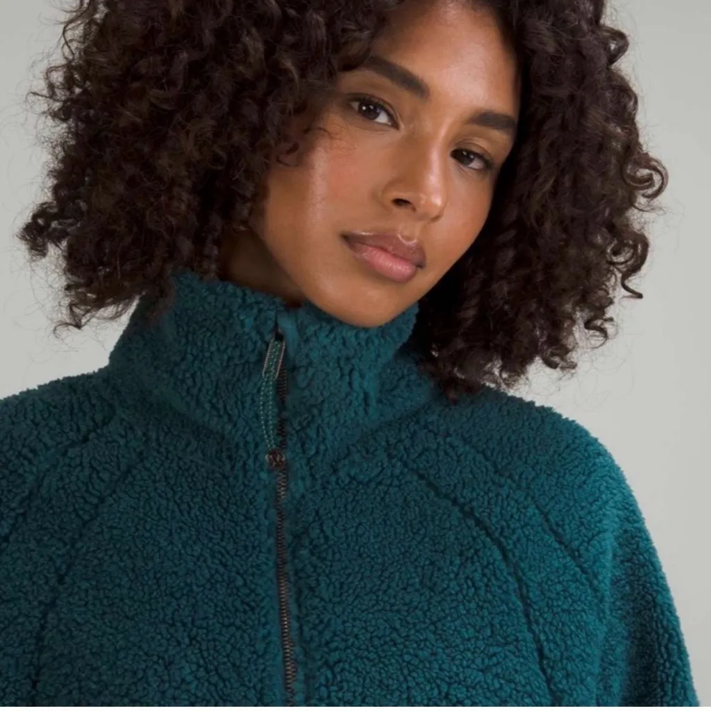 Lululemon Scuba Oversized Cropped Fleece Funnel Neck Green Jasper Sz M/L NWT - Image 3