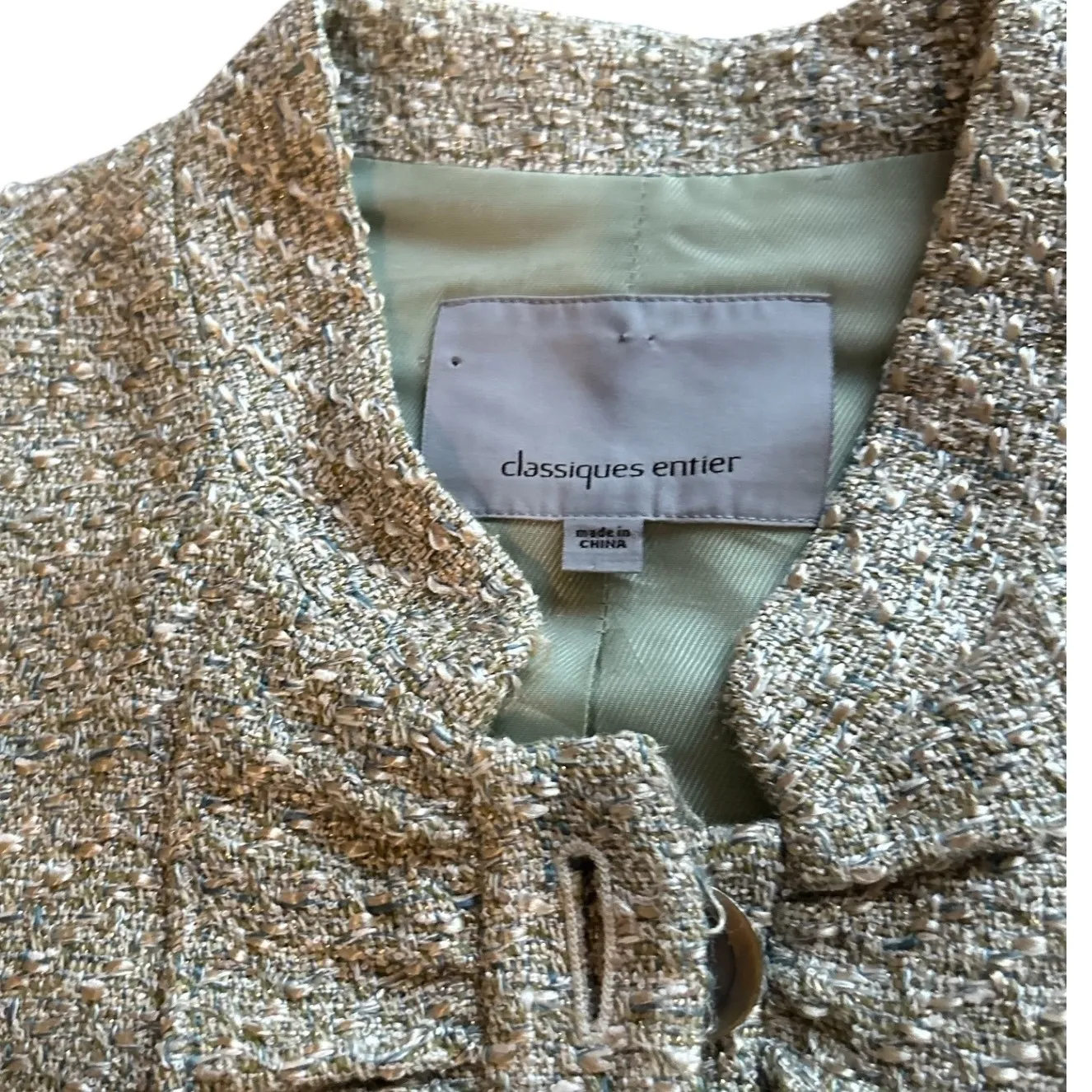 Classiques‎ Entier Skirt Suit Set Ruffle Jacket Metallic Gold Career - Image 10