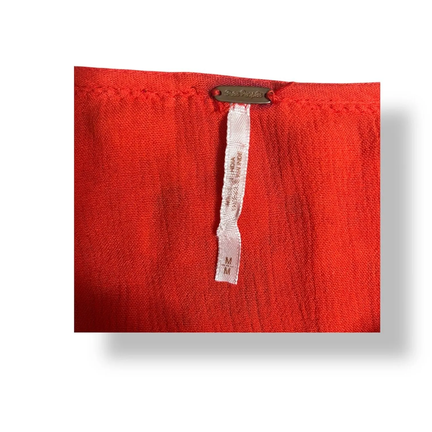 Free People M Red Embroidered Tiered Gauzy Mini Dress Floral Boho Peasant Flowy - Image 6