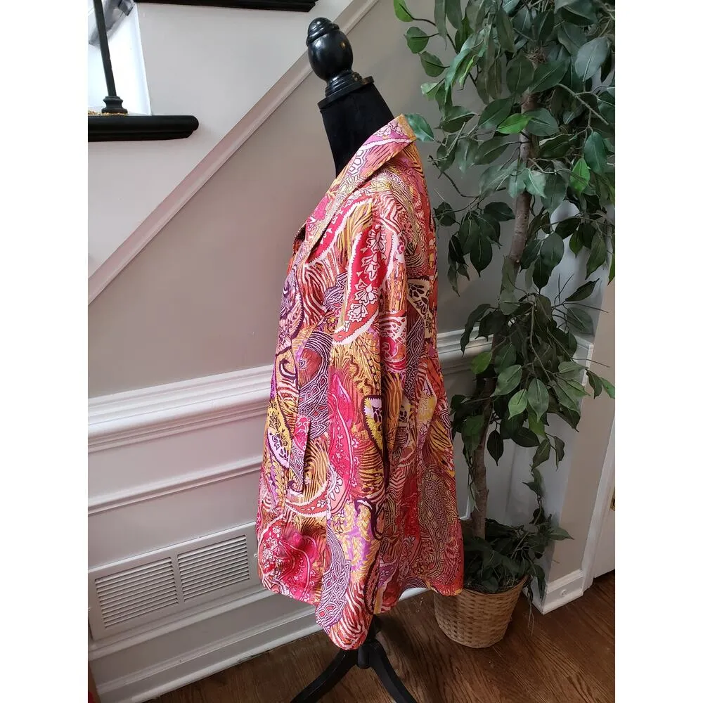 ISLE Apparel XL Colorful Paisley Print Button Front Blazer Jacket Long Sleeves - Image 4