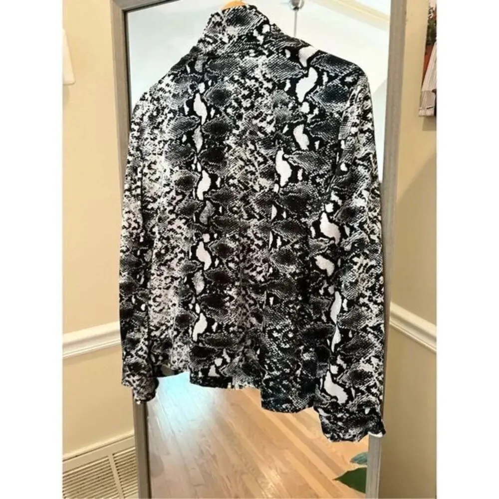 MIRROR IMAGE Reptile Print Full‎ Zip Jacket Size 1x Black - Image 4