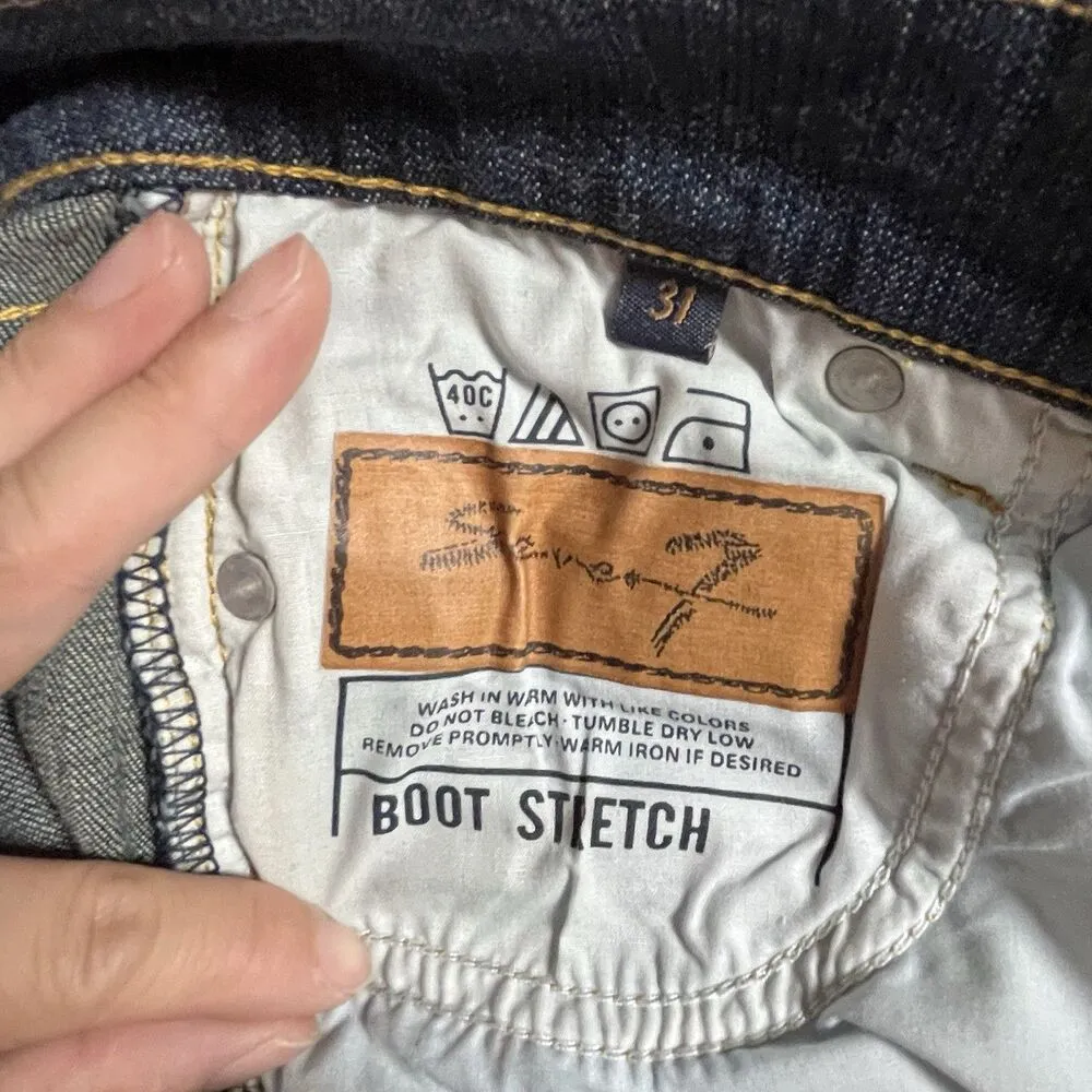 Seven 7 Jeans Women Sz 31 Blue Premium Denim Wide Leg Boot Cut Retro VTG 33*34 - Image 7