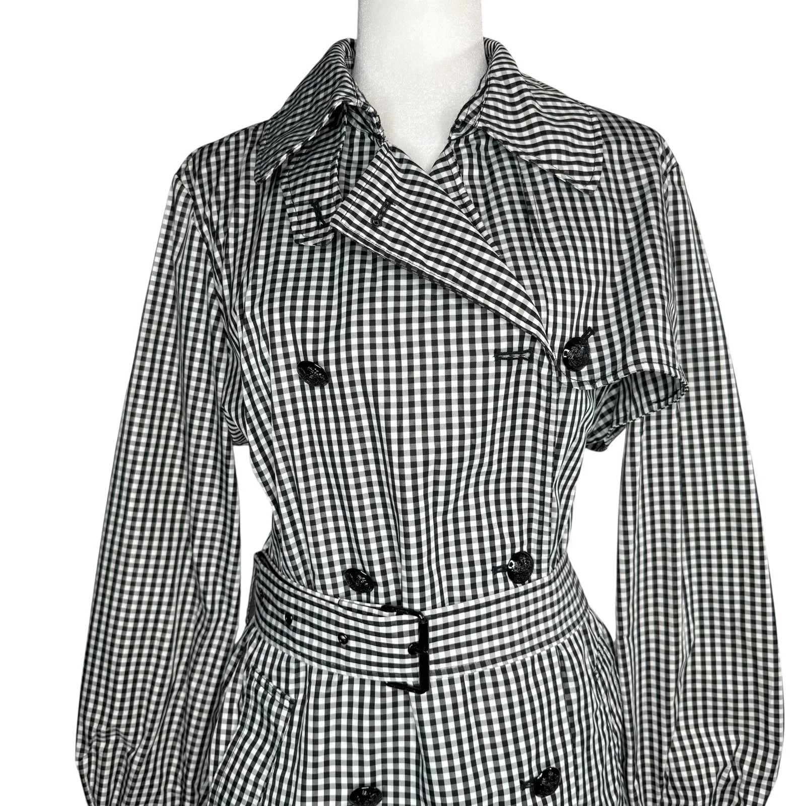 NWOT LRL Ralph‎ Lauren Large Double Breasted Gingham Trench Coat Long Jacket - Image 4
