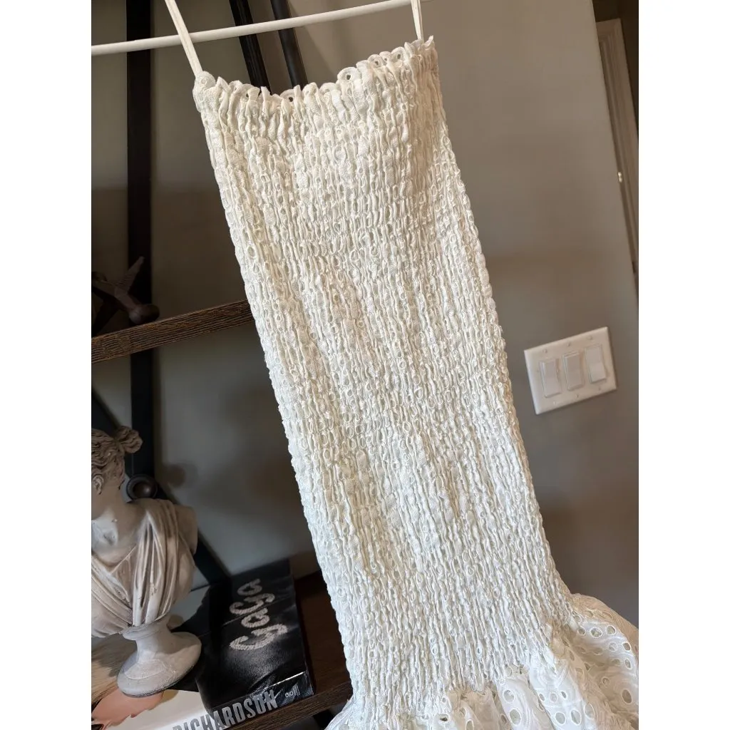 Charo Ruiz Ibiza Liliana Eyelet Midi Skirt White Fruition Womens Size Small - Image 6