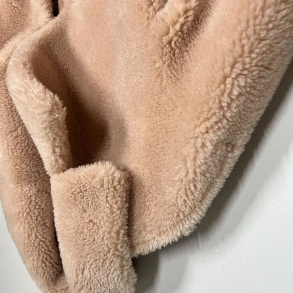 Stand Studio Sz 32 XS Camille Long Faux Fur Teddy Cocoon Coat Jacket Light Pink - Image 10