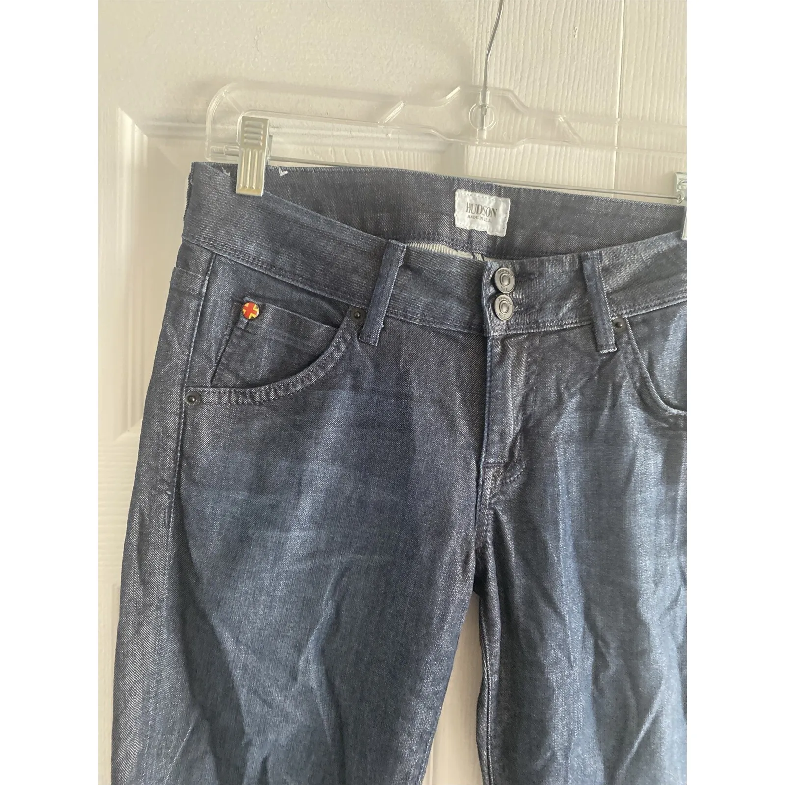 Hudson Jeans Women's 27 Beth Baby Boot Cut Dark Denim low rise Flap Pockets Blue - Image 2