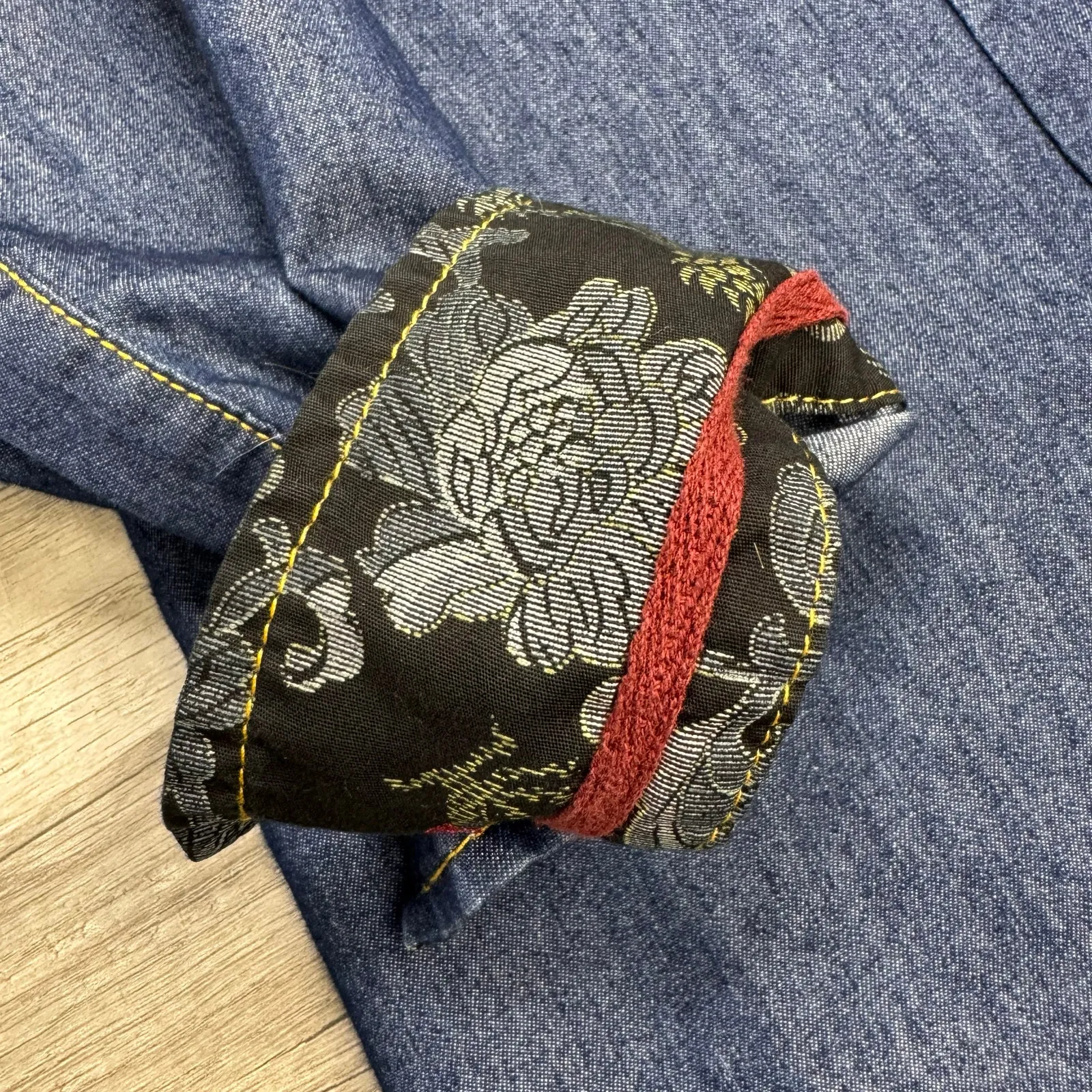 Affliction Womens Blue Ombré Button Shirt Red White Flag Studded Patriotic Large - Image 3