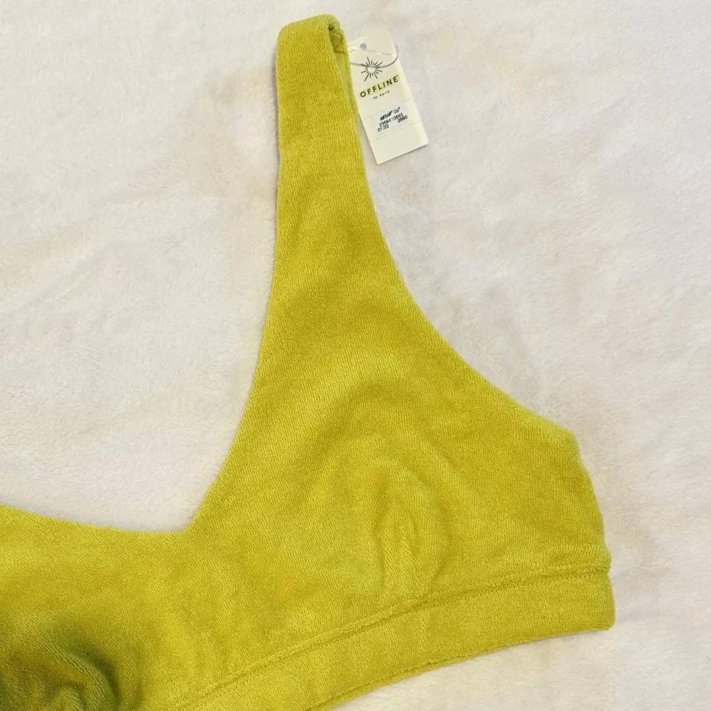 NWT Offline by Aerie Yellow Summer Light Terry Sports Bra - Size: Small - Image 5
