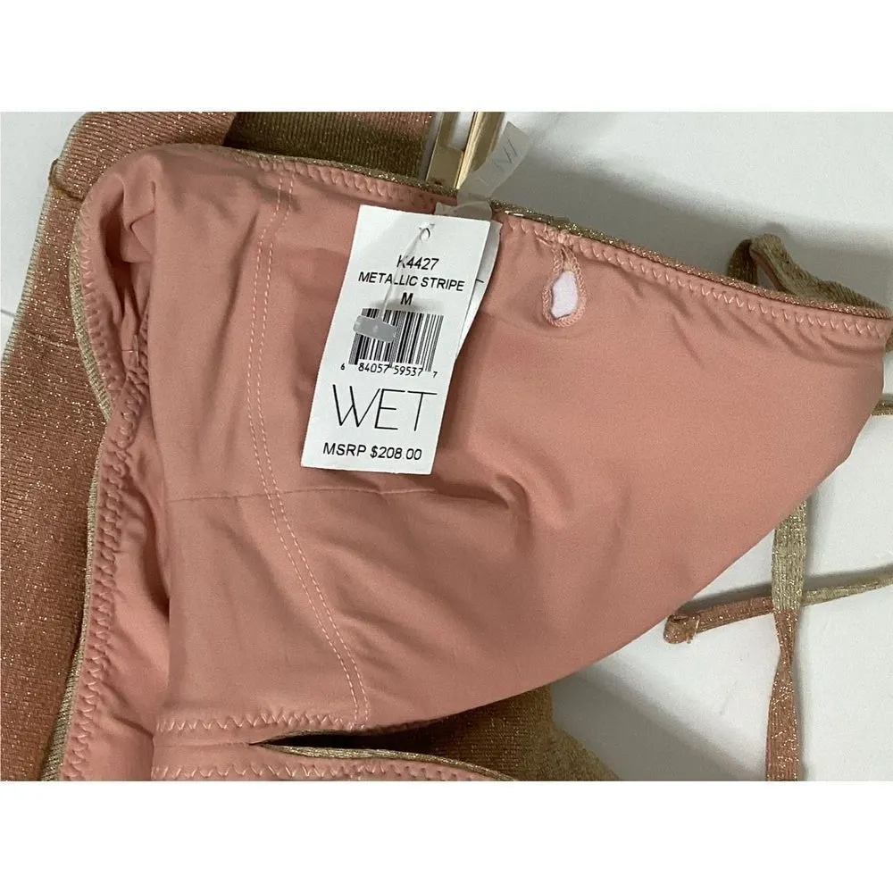 New. WET gold metallic stripe swimsuit. Small. Retails $208 - Image 9