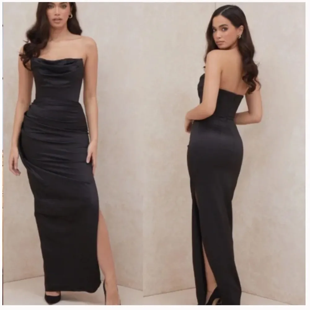 House‎ of CB L A-C Adrienne black satin strapless corset maxi dress NWOT - Image 11