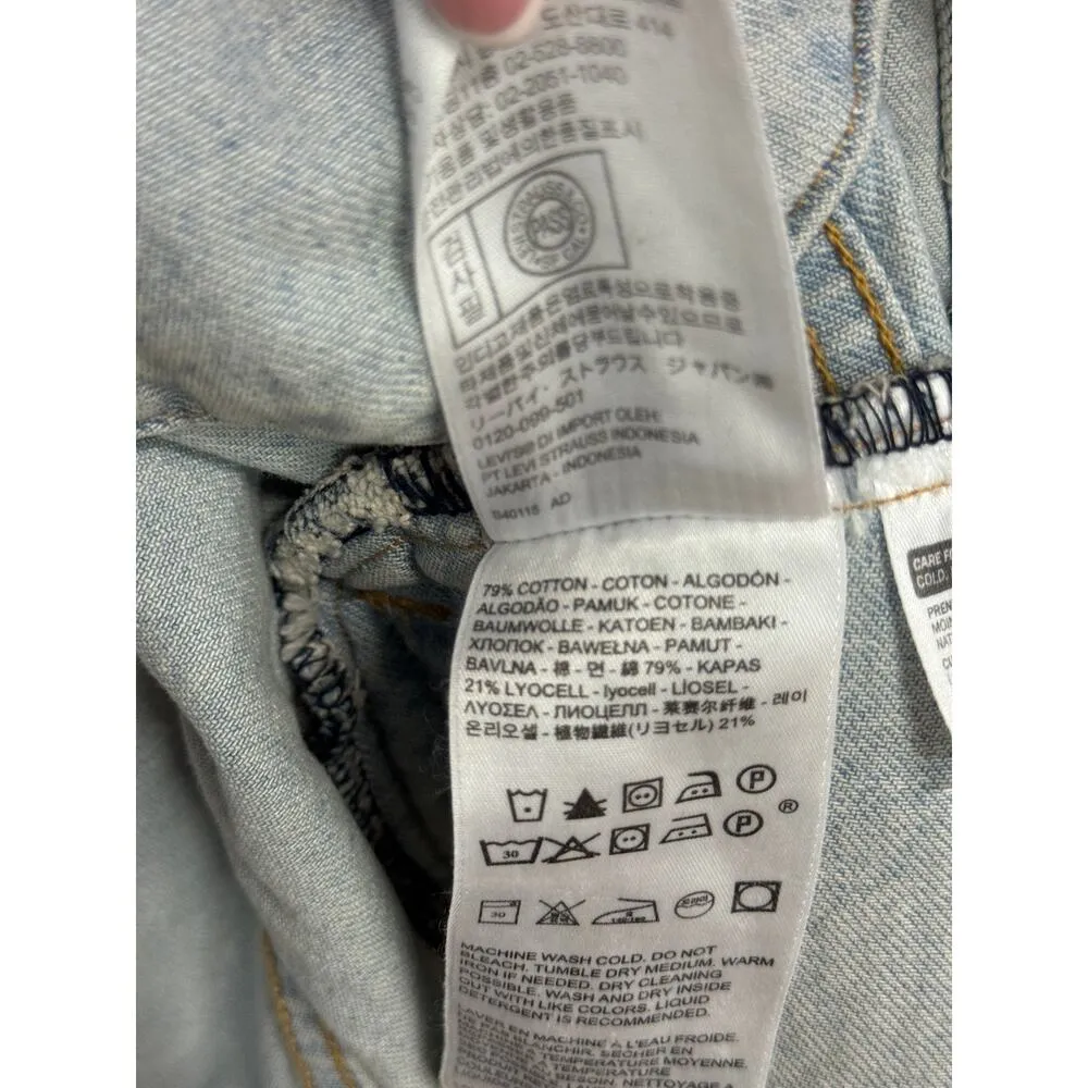 Levi's Light Wash Long Sleeve Collared Button-Front Trucker Jacket Blue Womens M - Image 4