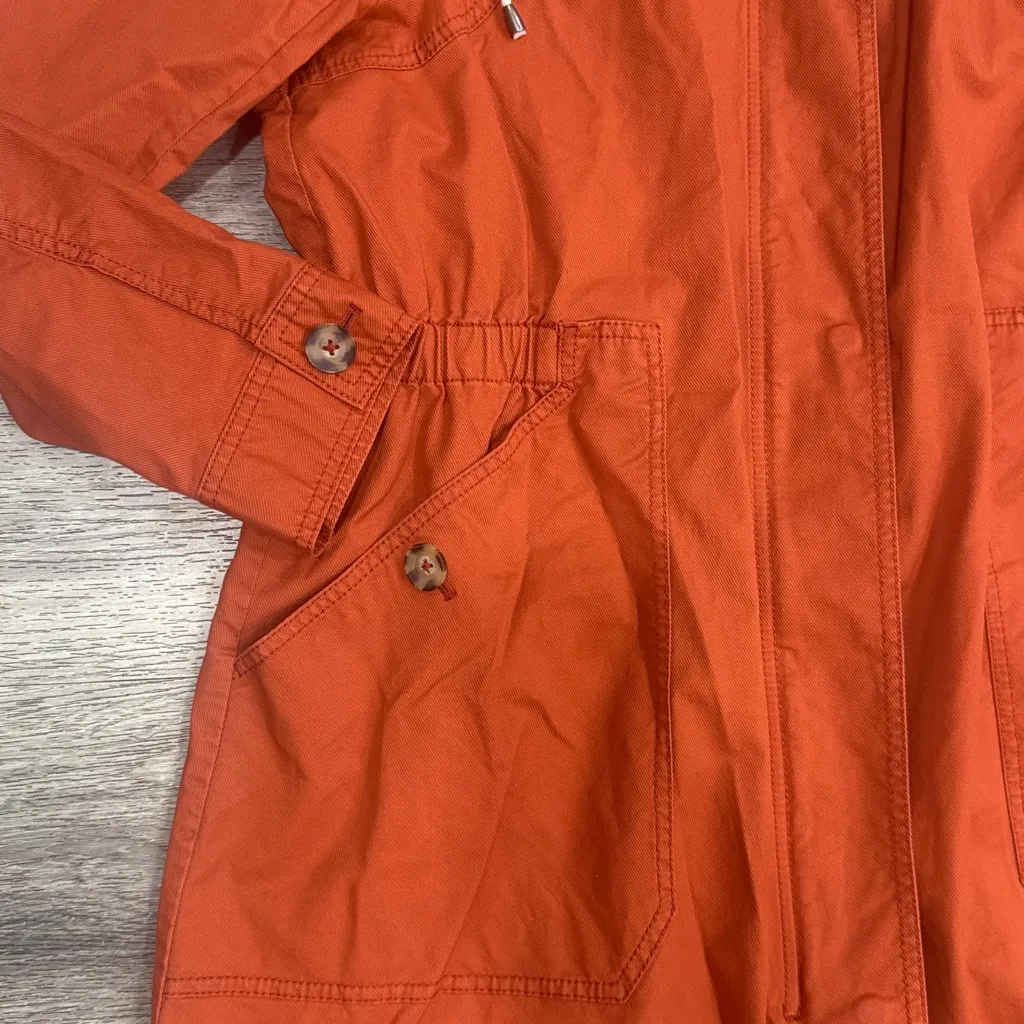 J. Jill Rust Trench Coat with Hood Large Orange - Image 3
