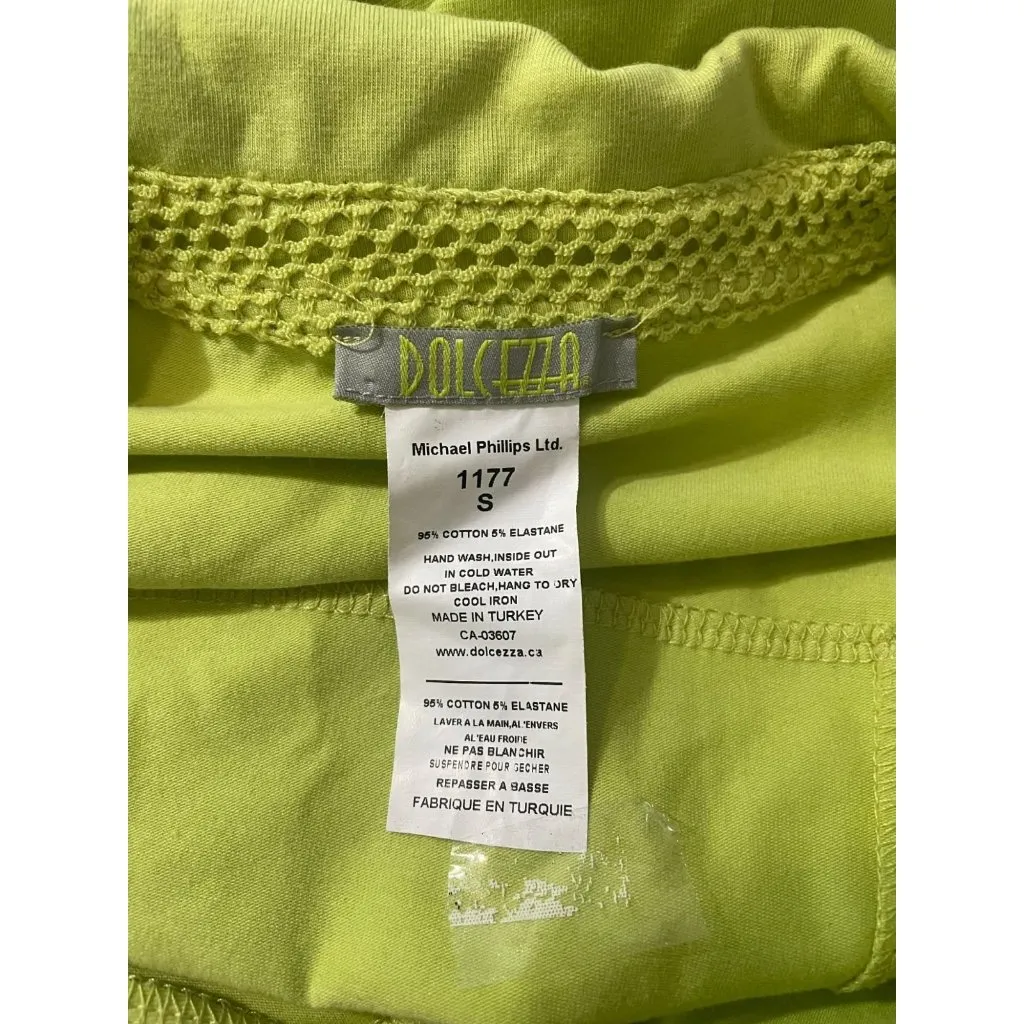 Dolcezza Size Shirt Small Dress Green Yellow Short Sleeve Button Down Collared - Image 6