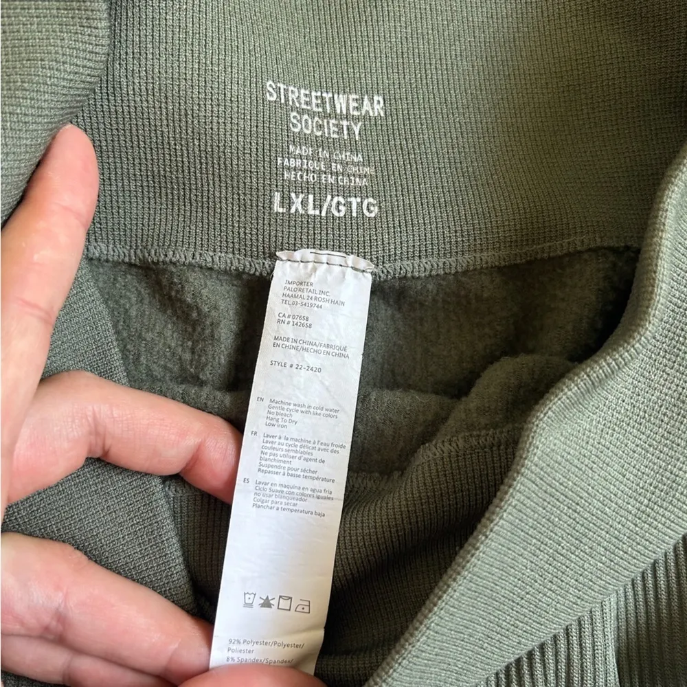 Streetwear Society Green Ribbed Leggings Comfy Casual Athleisure XL - Image 2