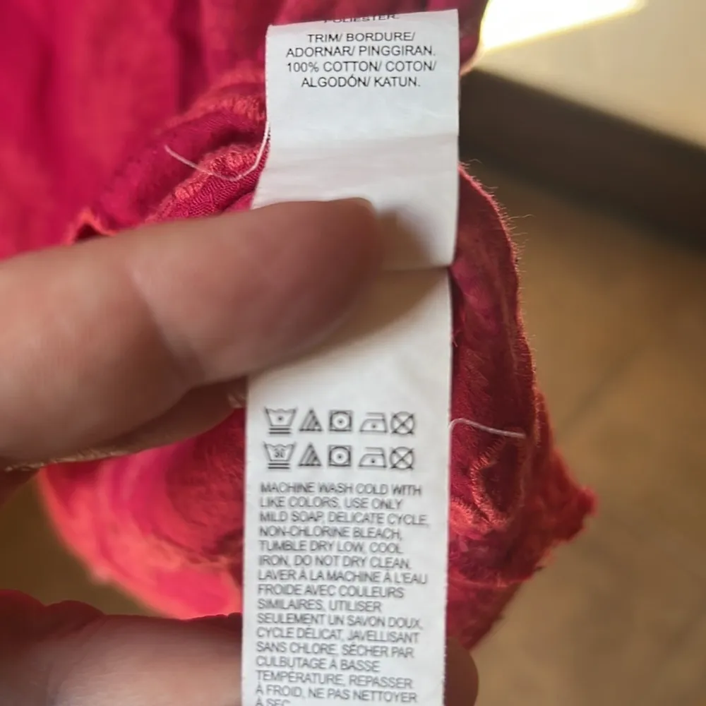 Lucky Brand Fuschia Orange Embroidered Boho Top Size Small - Image 5