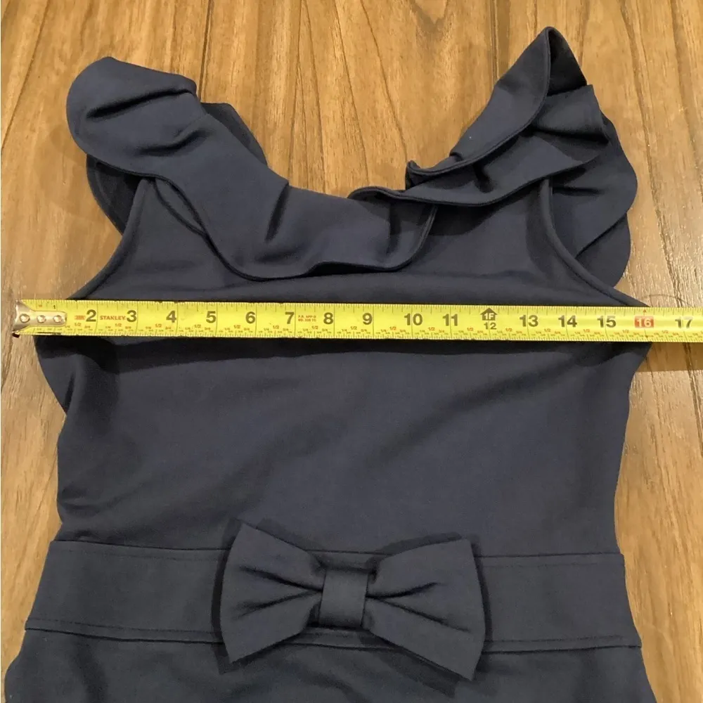 Red Valentino Spa ruffle Sheath bow Bodycon Mini Dress Navy Sleeveless short M - Image 5