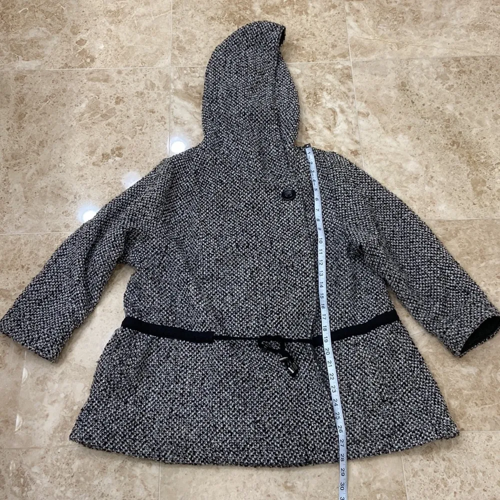 Satellite Image Swing Hooded Tweed Coat . Size XS - Image 3