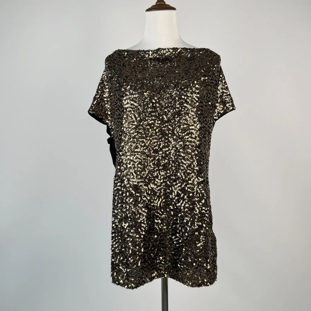 NWT Mint Velvet Gold Sequins Top Stretch Short - Image 2
