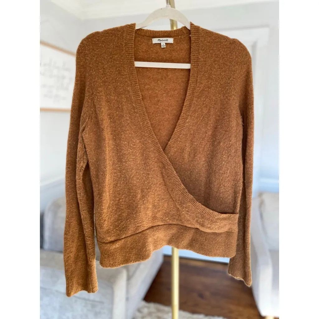 Madewell Alpaca Wool Wrap Sweater Clean Girl Parisian Quiet Luxury Neutral Cozy - Image 2
