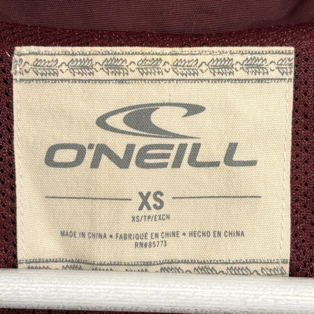 O’Neill Gayle Burgundy Windbreaker Hooded Zip Up Spring Jacket Women's Size XS - Image 7