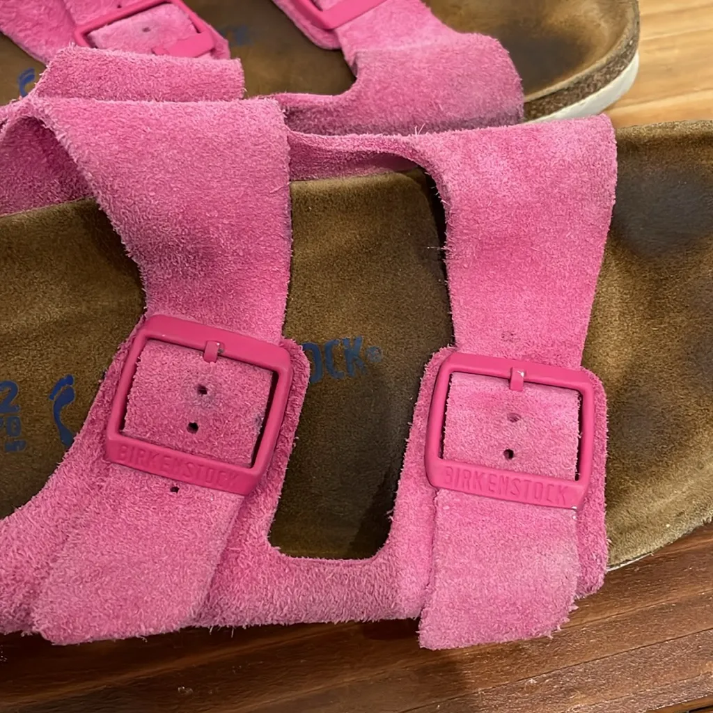 Birkenstocks Arizona Pink Suede Soft Foot Bed Fuchsia Tulip Sz 42 Women’s 11 US - Image 11