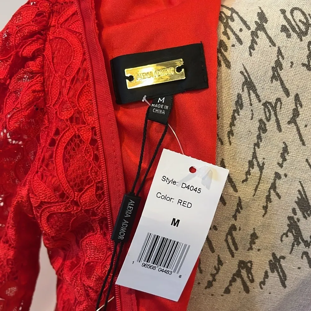 NWT Alexia Admor ‘Elly’ lace overlay high neck sheath dress M - Image 7