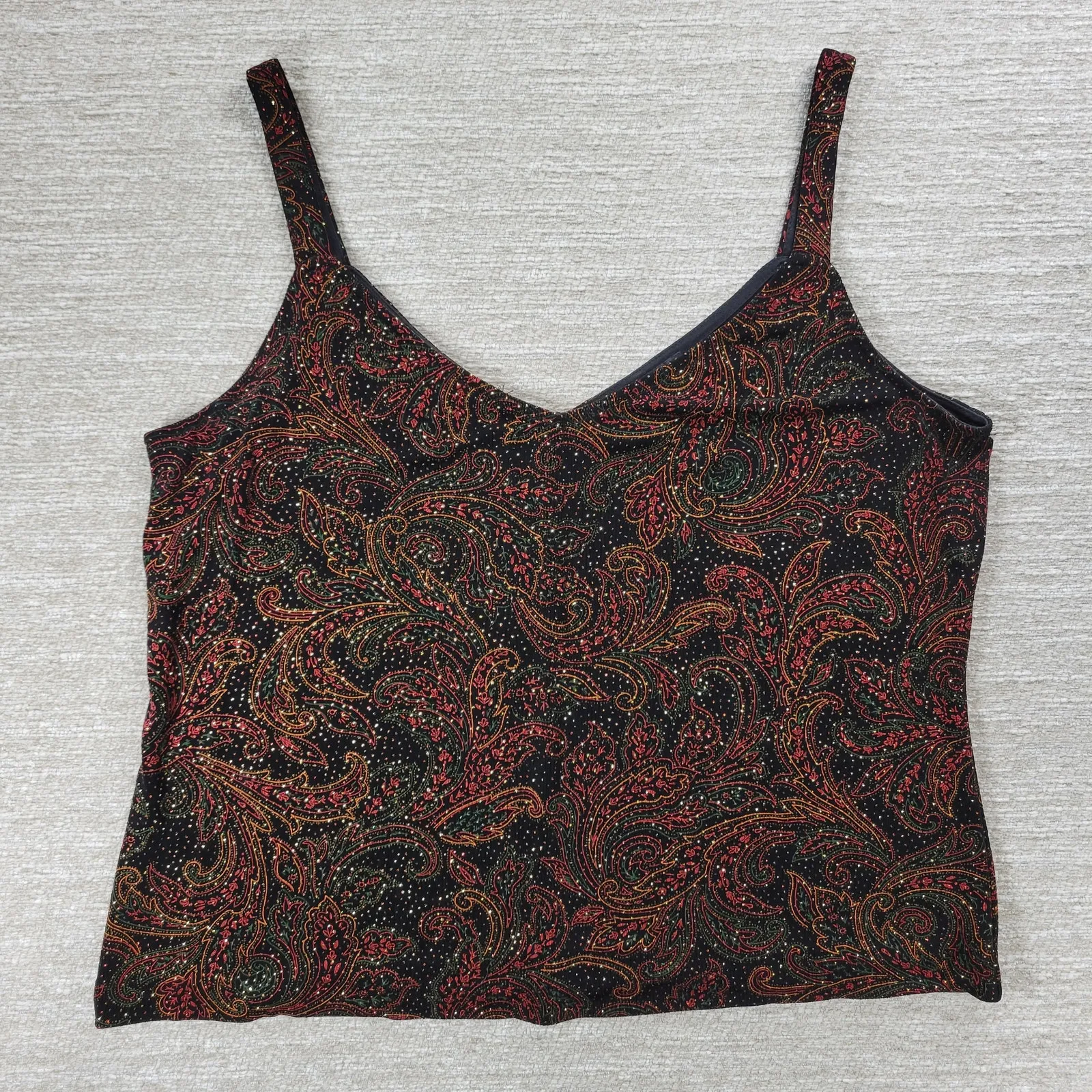 Vtg Alex Evenings Tank Jacket Set XL Paisley Slinky Glitter Mother Of The Bride - Image 13