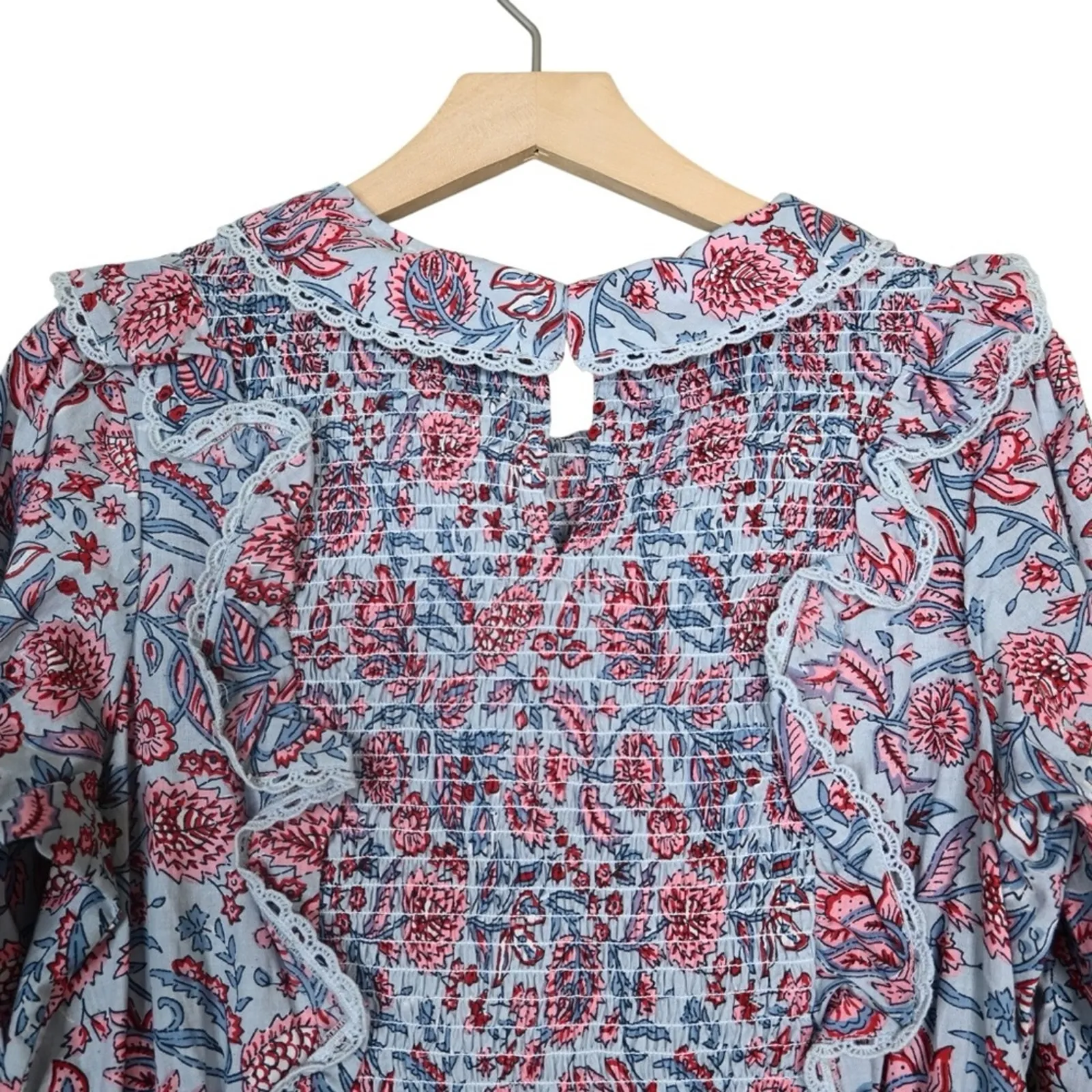 dra Womens M Nomi Puff Sleeve Smocked Dress NEW Blue Size M - Image 5