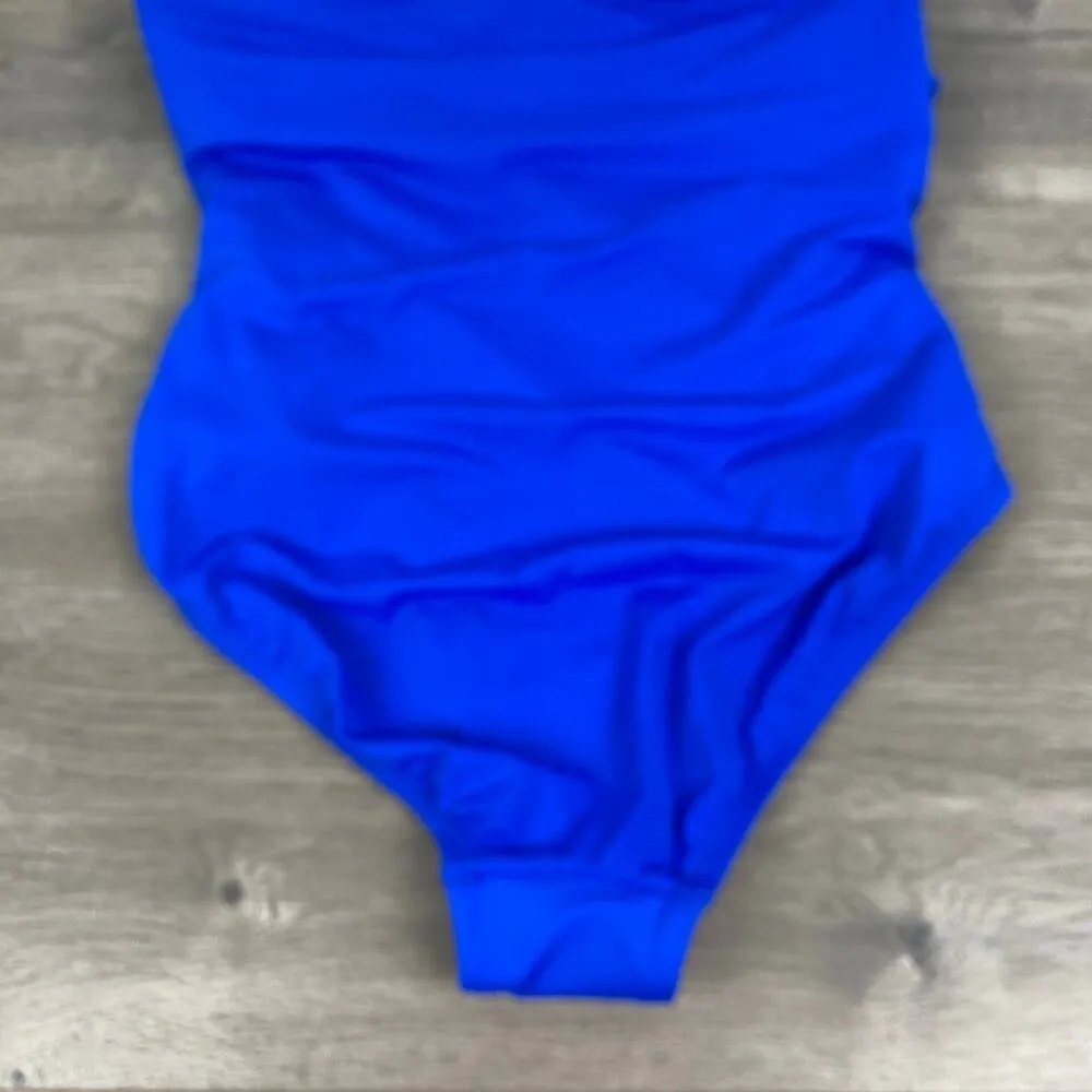 Swimsuits For All Blue Ruched Neck Tie One Piece Swimsuit Sz.14 NWT Size 14W - Image 9