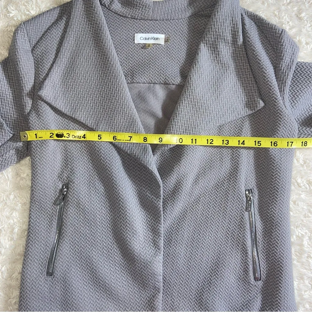 Y2K Calvin Klein Moto Style Cropped Open Textured Grey Jacket S Small - Image 11