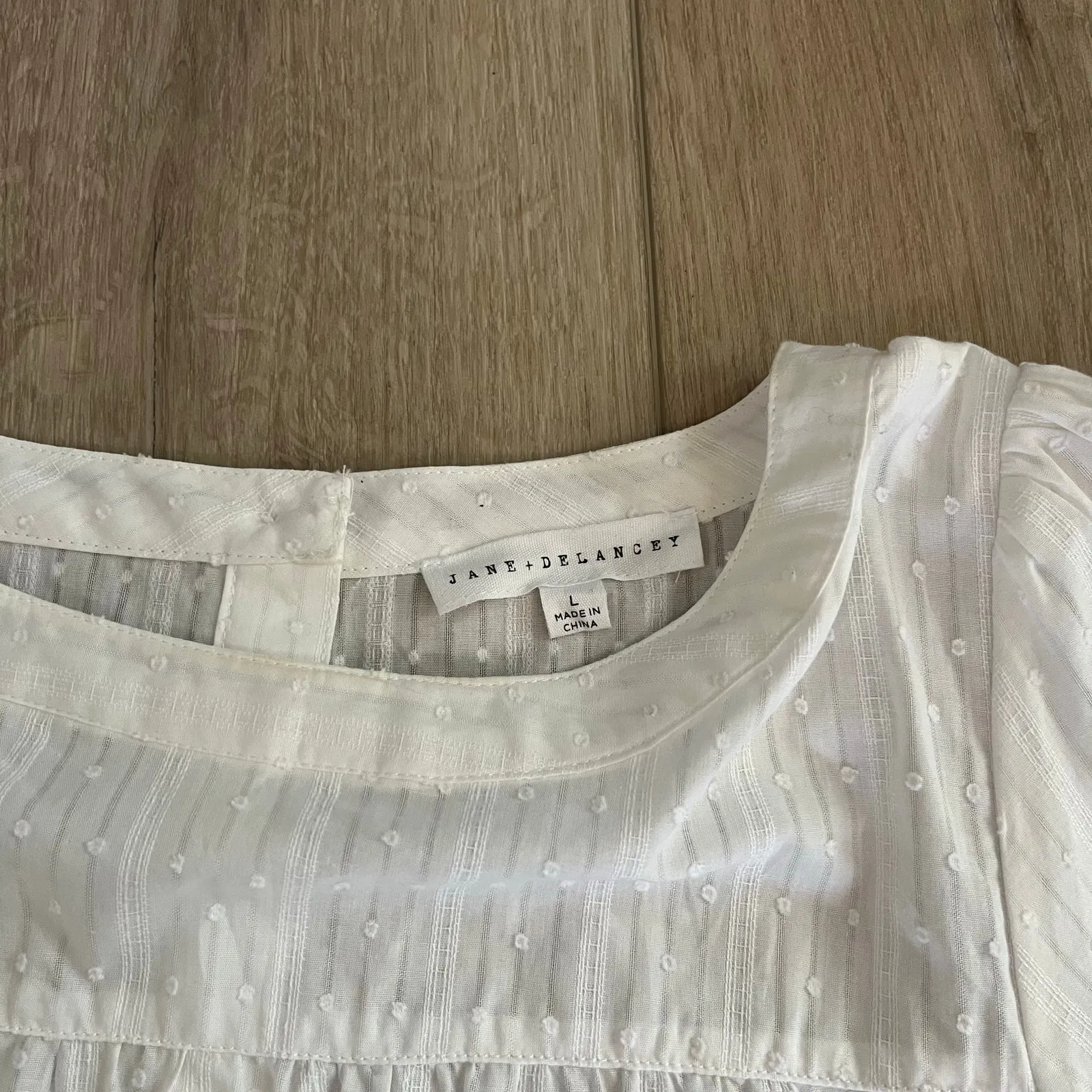 Jane & Delancey Women’s White Short Sleeve Textured Blouse Sz L Size L - Image 3