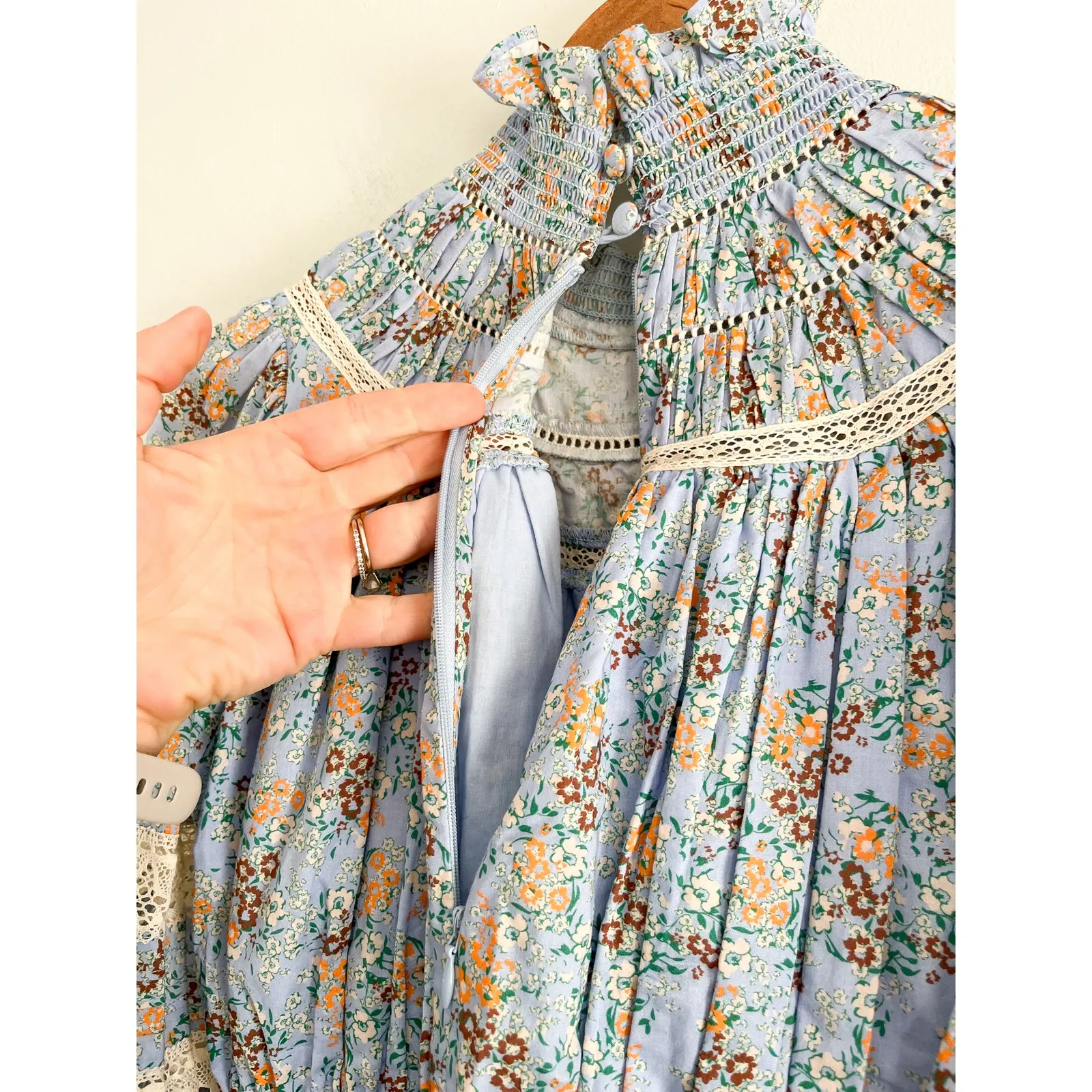 Hunter Bell | NWT Ryan Dress Ditsy Blue Floral Long Sleeve | Sz XS - Image 10