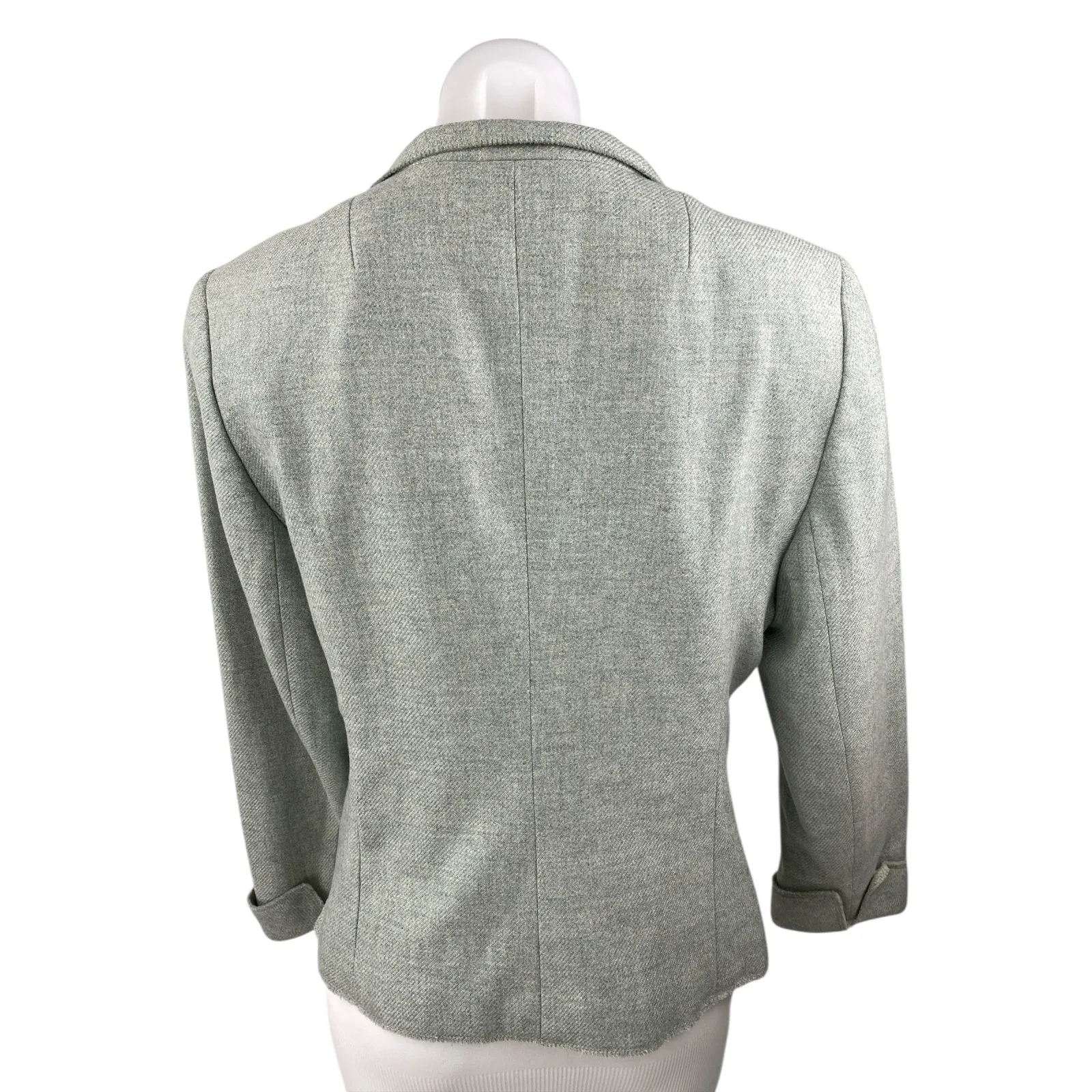 Akris 100% Cashmere Gray Long Sleeve Collar Button Blazer Coat Jacket Size 12 - Image 2