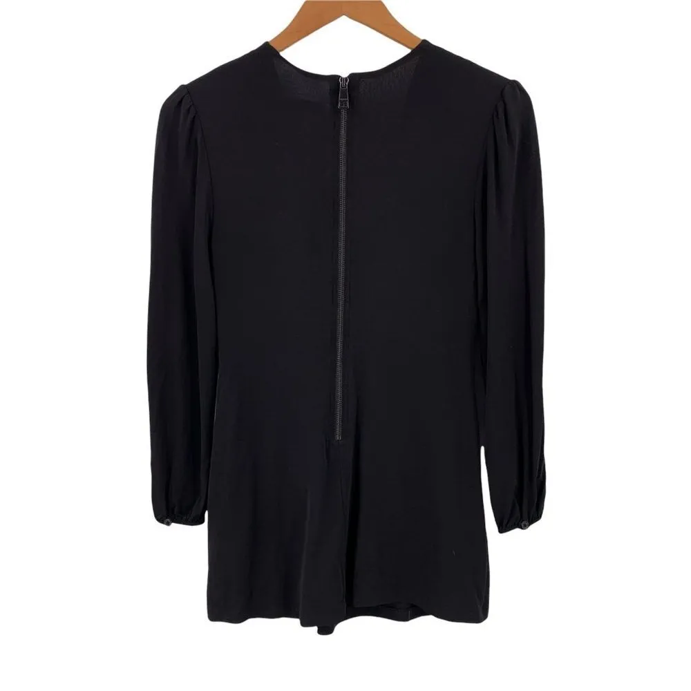 Burberry Black Stretch Jersey Long Sleeve V-Neck Tunic Top Size Small - Image 4