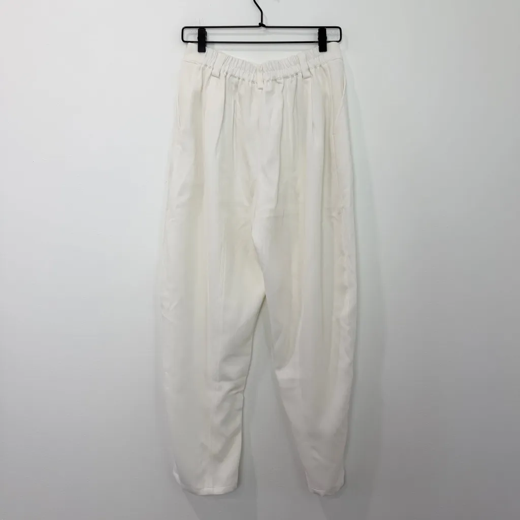 Halara Flex Mid Rise Pocket Barrel Leg Work Pants White Size Small - Image 3