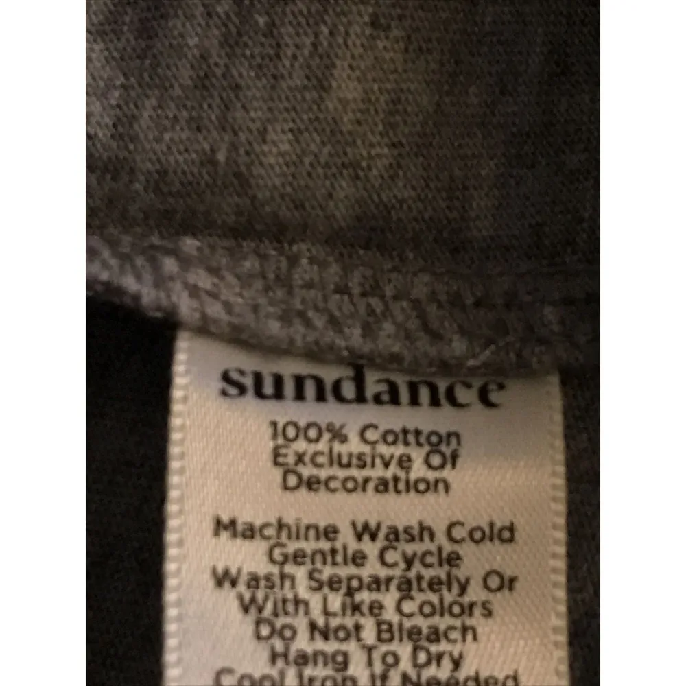 Sundance T-shirt Long Sleeve Embellished Neckline Women’s Large Gray Cotton G2 - Image 3