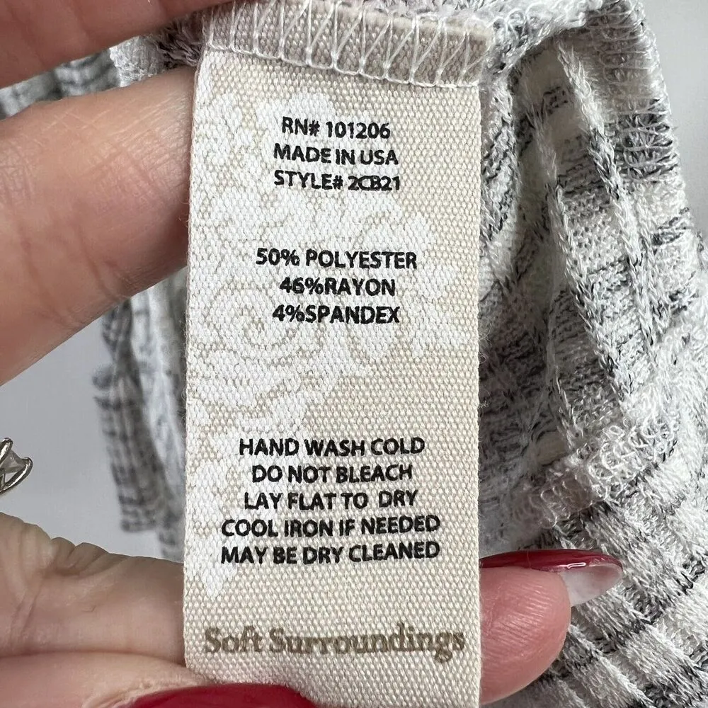 Soft Surroundings Sz XL Tunic Top Ribbed Side Tie Knit Gray Space Dye Scoop Neck - Image 6