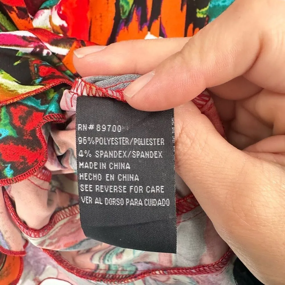 NWT R&K Originals Women Floral Sleeveless Ruffled Tropical Dress Tiered Medium‎ Red - Image 14