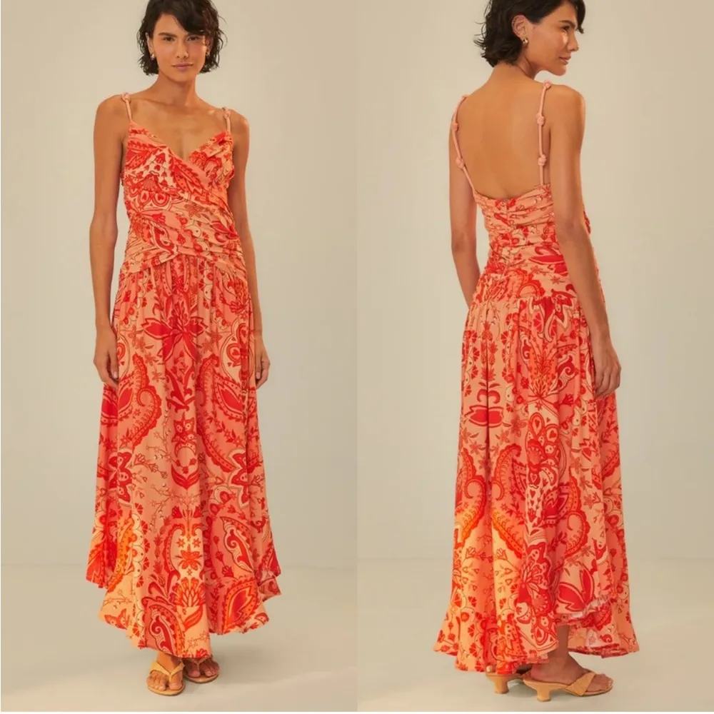 Farm Rio Jaipur Red Crossover Maxi Dress XL - Image 9