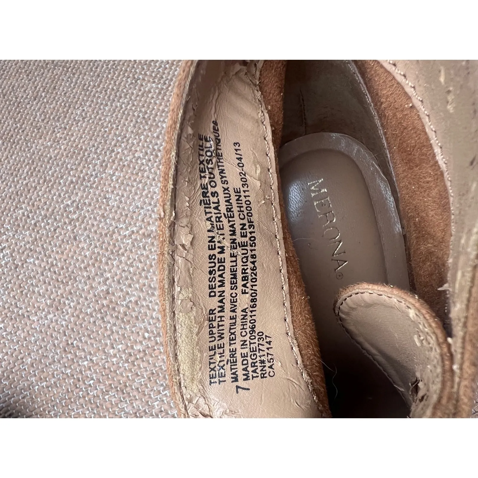 Merona‎ wedges woman's 7 Tan Faux Suede Lace Up Wedge Heel Ankle Booties Casual - Image 2