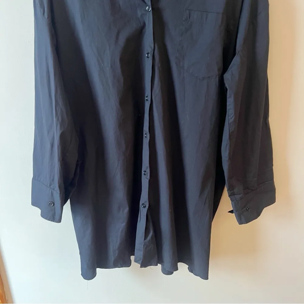 Zara Black Collared Long Sleeve Button Down Dress Size Small Cotton - Image 3