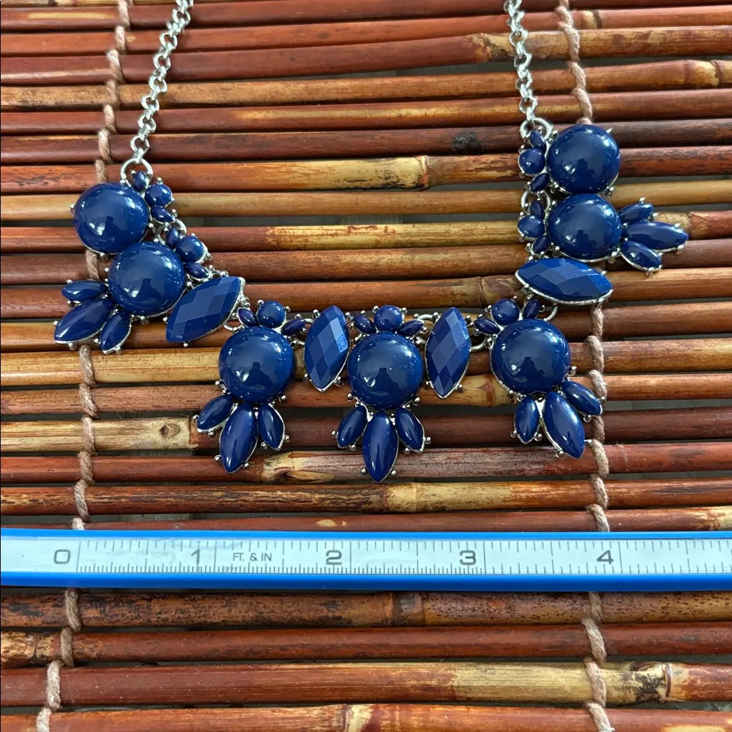 Chunky Blue Statement Necklace 17” - Image 4