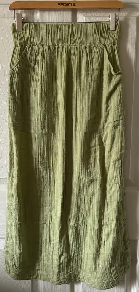 Free People Women’s Pale Green Easy Weekend Endless Summer Midi/Maxi Skirt Med‎ - Image 3