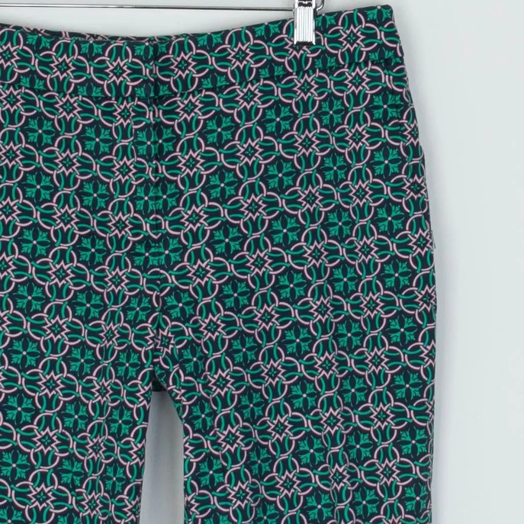 J.‎ Crew Womens Campbell Lattice Medallion Ankle Pants Size 8 Green Pink Preppy - Image 2