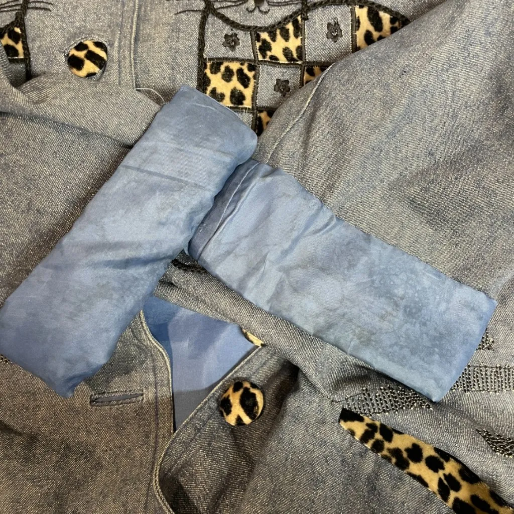 Vtg Great Cavalier by St. Paul Cat Embroidered Chore Silk Denim Jacket Size M Blue Size M - Image 7