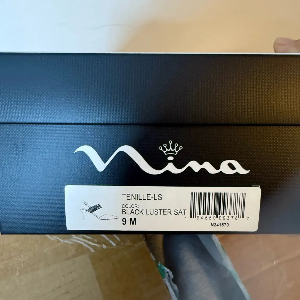 New Nina Tenille Black Luster Slingback Pumps - Image 5